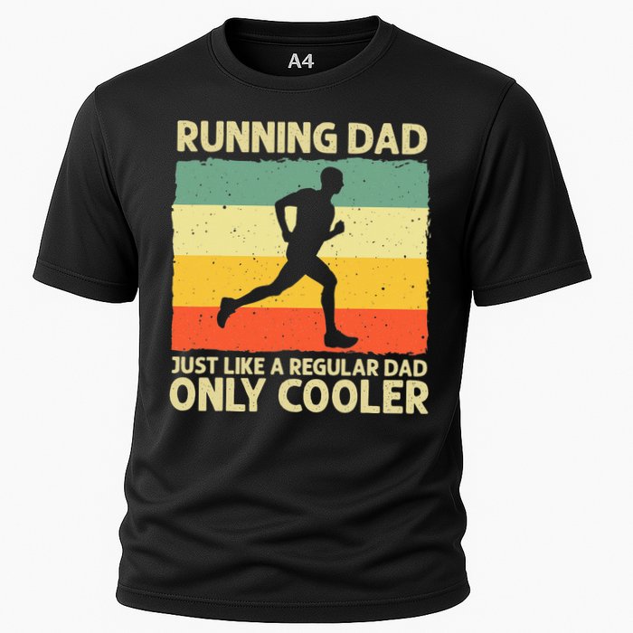Running For Dad Marathon Runner Coach Marathoner Cooling Performance Crew T-Shirt
