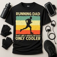 Running For Dad Marathon Runner Coach Marathoner Cooling Performance Crew T-Shirt