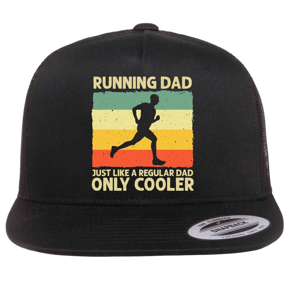 Running For Dad Marathon Runner Coach Marathoner Flat Bill Trucker Hat