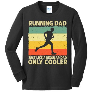 Running For Dad Marathon Runner Coach Marathoner Kids Long Sleeve Shirt