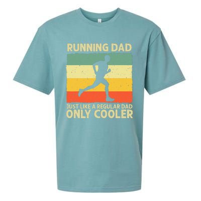 Running For Dad Marathon Runner Coach Marathoner Sueded Cloud Jersey T-Shirt