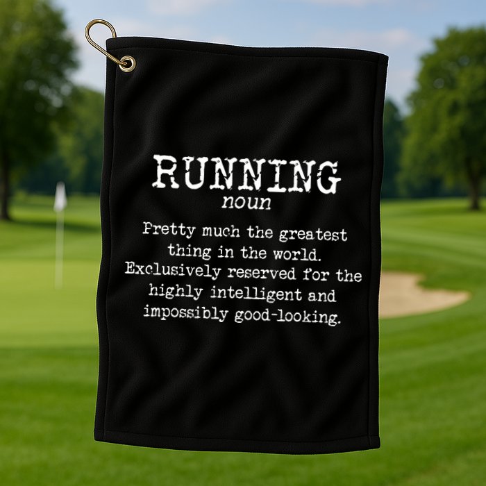 Running Funny Definition Funny 5k Marathon Runner Golf Towel