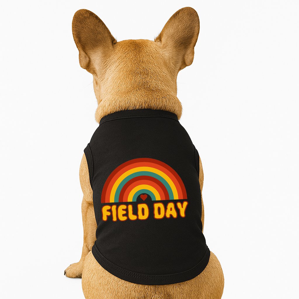 Retro field day yellow rainbow field day teachers Doggie Tank