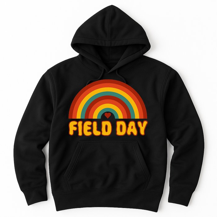 Retro field day yellow rainbow field day teachers Hoodie