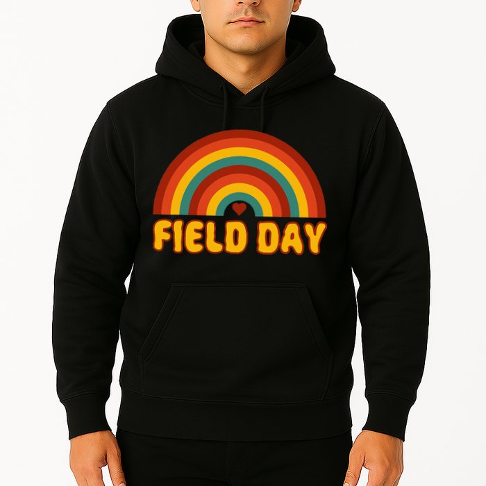 Retro field day yellow rainbow field day teachers Hoodie