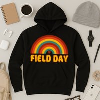 Retro field day yellow rainbow field day teachers Hoodie