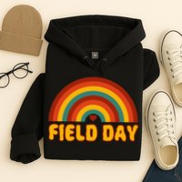 Retro field day yellow rainbow field day teachers Hoodie