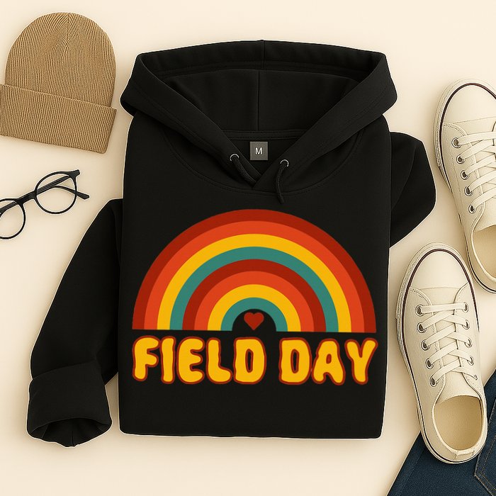 Retro field day yellow rainbow field day teachers Hoodie