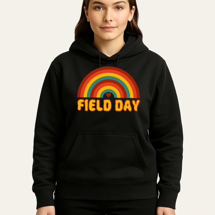 Retro field day yellow rainbow field day teachers Hoodie