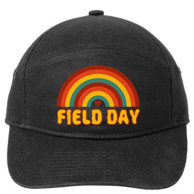 Retro field day yellow rainbow field day teachers 7-Panel Snapback Hat
