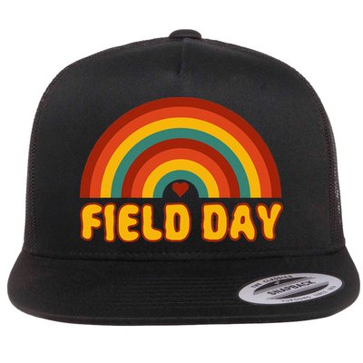 Retro field day yellow rainbow field day teachers Flatbill Hat