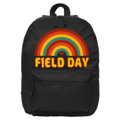 Retro field day yellow rainbow field day teachers 16 in Basic Backpack