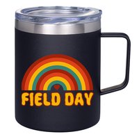 Retro field day yellow rainbow field day teachers 12oz Stainless Steel Coffee Mug