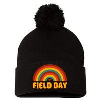 Retro field day yellow rainbow field day teachers Pom Pom 12in Knit Beanie