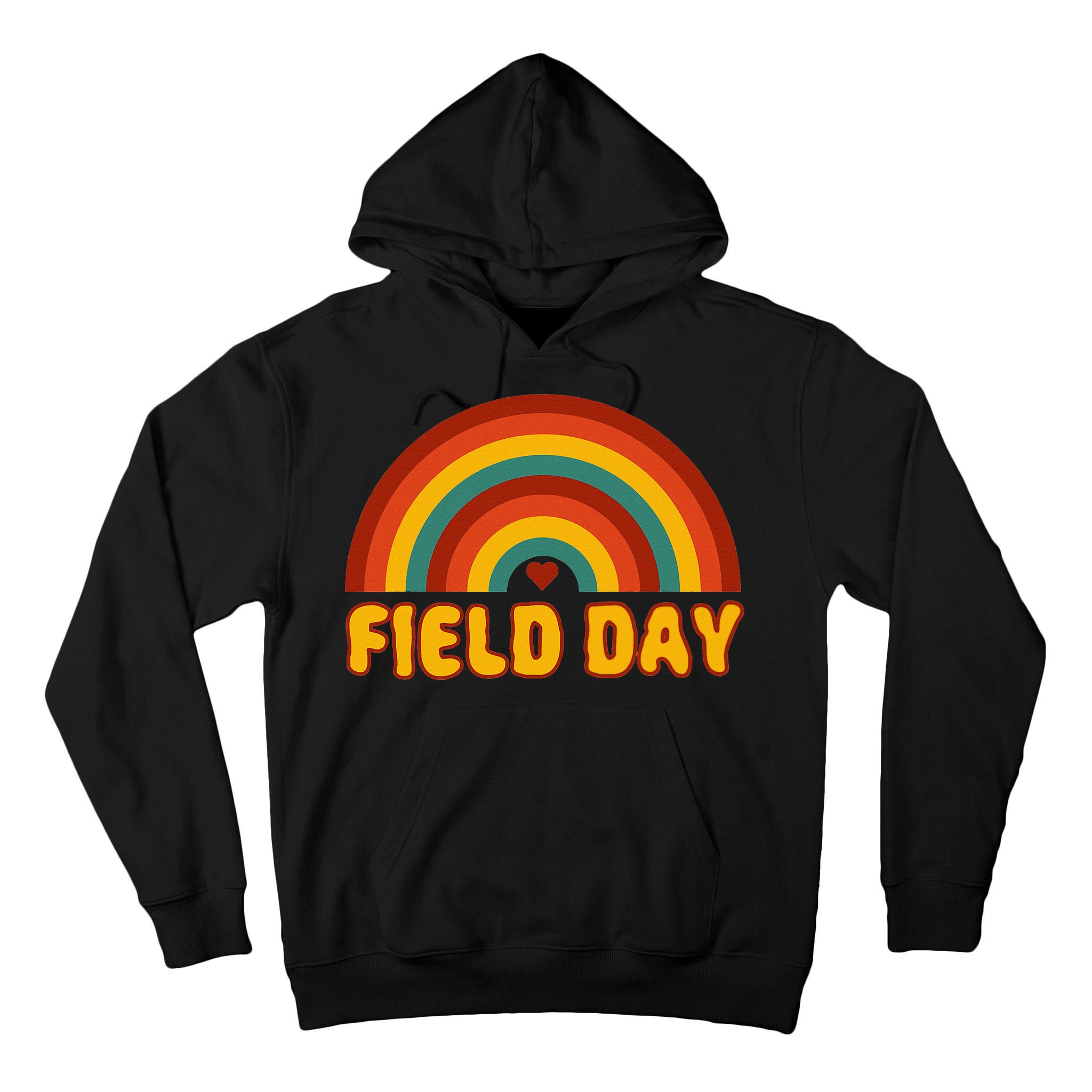 Retro field day yellow rainbow field day teachers Tall Hoodie