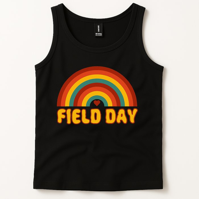 Retro field day yellow rainbow field day teachers Tank Top
