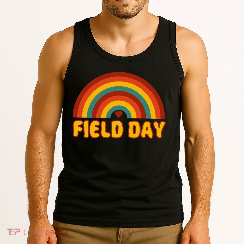 Retro field day yellow rainbow field day teachers Tank Top
