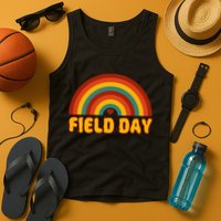 Retro field day yellow rainbow field day teachers Tank Top