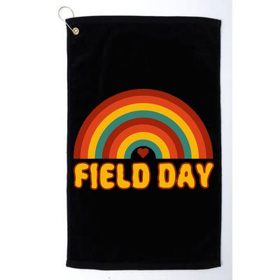 Retro field day yellow rainbow field day teachers Golf Towel