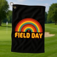 Retro field day yellow rainbow field day teachers Golf Towel