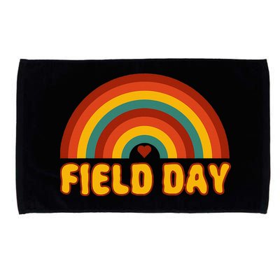 Retro field day yellow rainbow field day teachers Microfiber Hand Towel