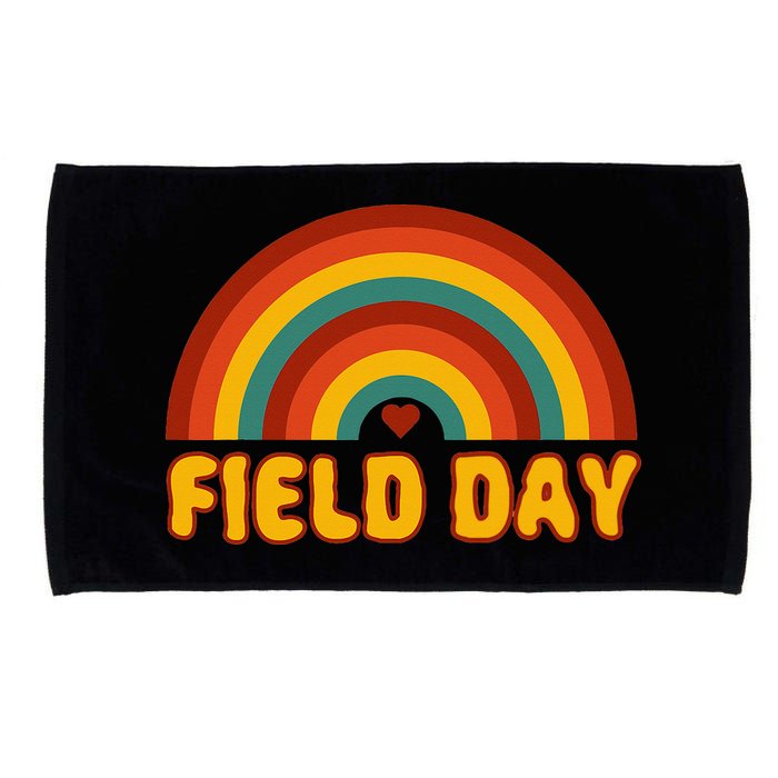 Retro field day yellow rainbow field day teachers Microfiber Hand Towel