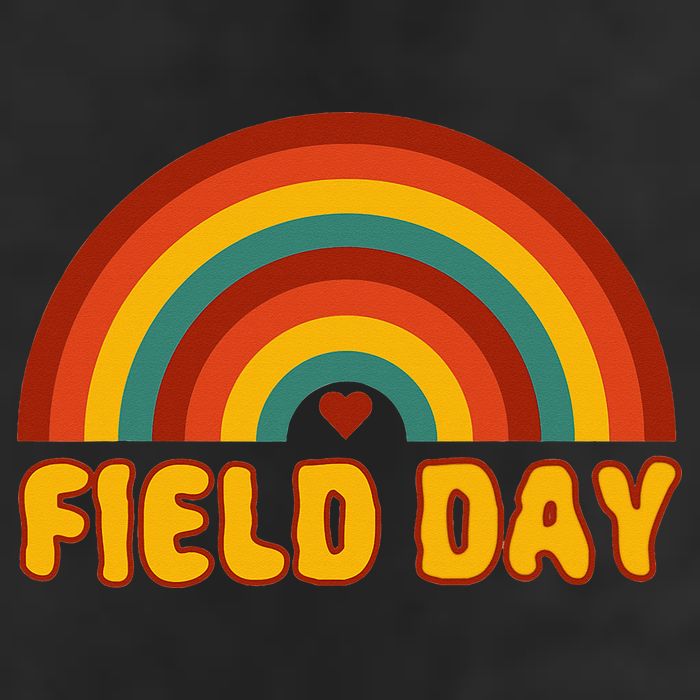 Retro field day yellow rainbow field day teachers Microfiber Hand Towel