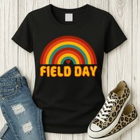 Retro field day yellow rainbow field day teachers Womens T-Shirt