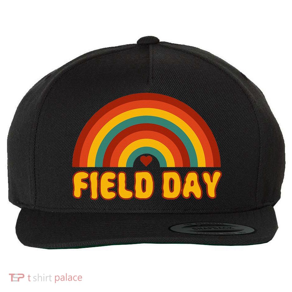 Retro field day yellow rainbow field day teachers Wool Snapback Cap