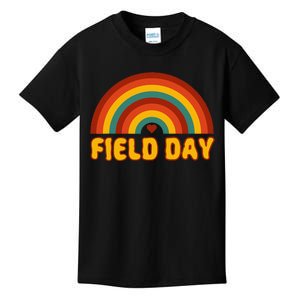 Retro field day yellow rainbow field day teachers Kids T-Shirt