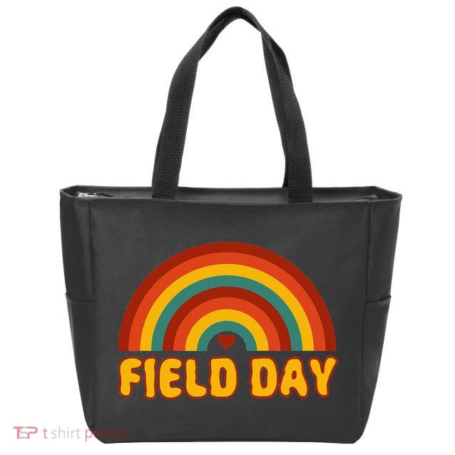 Retro field day yellow rainbow field day teachers Zip Tote Bag