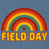 Retro field day yellow rainbow field day teachers Garment-Dyed Sweatshirt