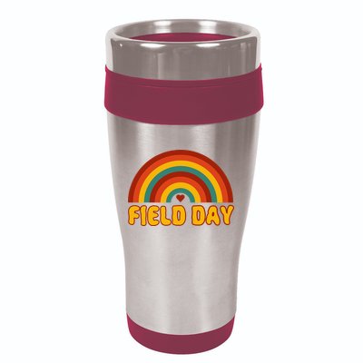 Retro field day yellow rainbow field day teachers 16oz Travel Tumbler