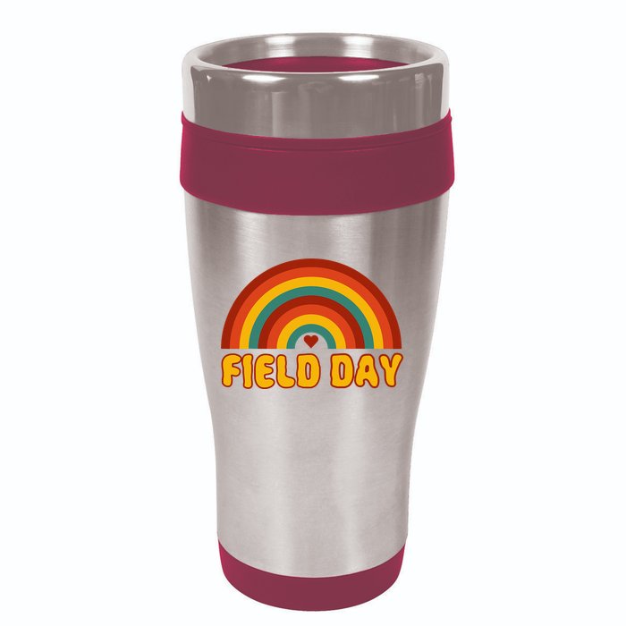 Retro field day yellow rainbow field day teachers 16oz Travel Tumbler