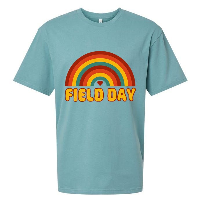 Retro field day yellow rainbow field day teachers Sueded Cloud Jersey T-Shirt