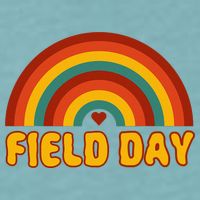 Retro field day yellow rainbow field day teachers Sueded Cloud Jersey T-Shirt