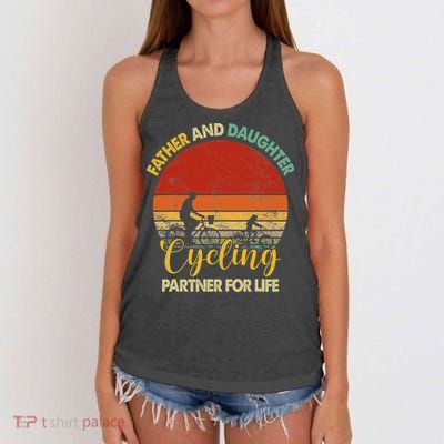 Retro Father Daughter Cycling Partner For Life Fathers Day Women's Knotted Racerback Tank
