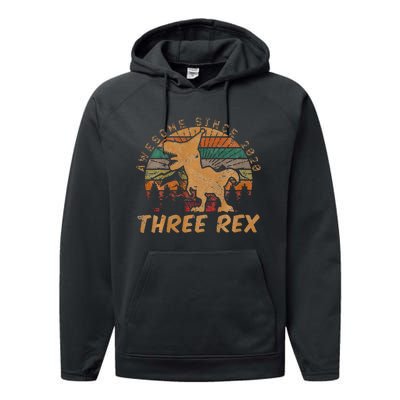 Roaring Fun Dinosaur Themed 3rd Birthday Gifts Performance Fleece Hoodie