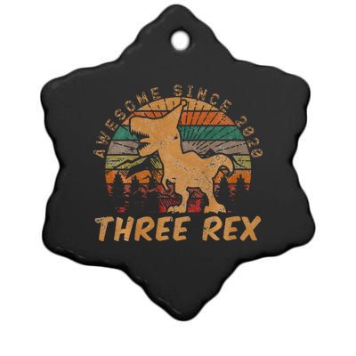 Roaring Fun Dinosaur Themed 3rd Birthday Gifts Ceramic Star Ornament