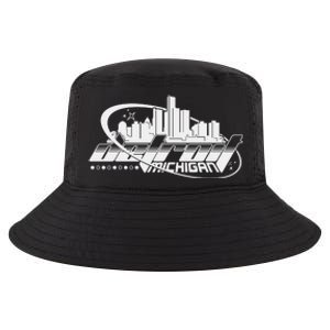 Retro Futuristic Detroit Michigan Skyline Logo Cool Comfort Performance Bucket Hat