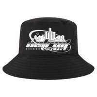 Retro Futuristic Detroit Michigan Skyline Logo Cool Comfort Performance Bucket Hat