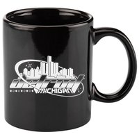 Retro Futuristic Detroit Michigan Skyline Logo 11oz C Handle Ceramic Mug