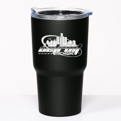 Retro Futuristic Detroit Michigan Skyline Logo Tumbler