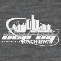 Retro Futuristic Detroit Michigan Skyline Logo 7 Panel Mesh Trucker Snapback Hat