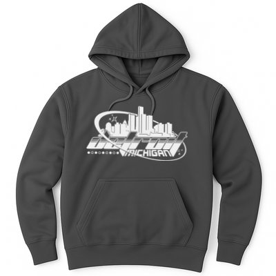 Retro Futuristic Detroit Michigan Skyline Logo Hoodie