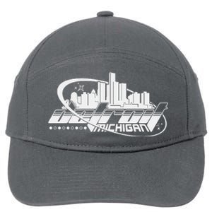 Retro Futuristic Detroit Michigan Skyline Logo 7-Panel Snapback Hat