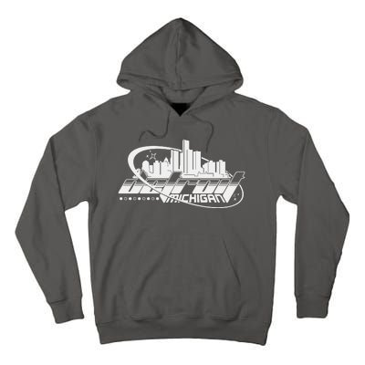 Retro Futuristic Detroit Michigan Skyline Logo Tall Hoodie