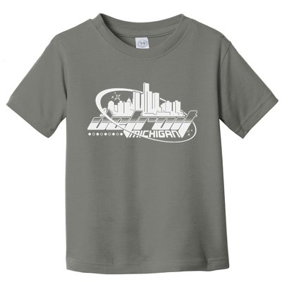 Retro Futuristic Detroit Michigan Skyline Logo Toddler T-Shirt