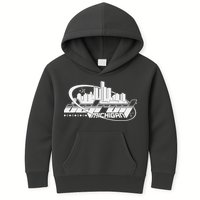 Retro Futuristic Detroit Michigan Skyline Logo Kids Hoodie