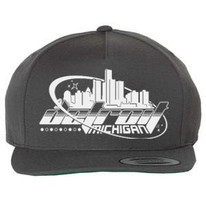 Retro Futuristic Detroit Michigan Skyline Logo Wool Snapback Cap